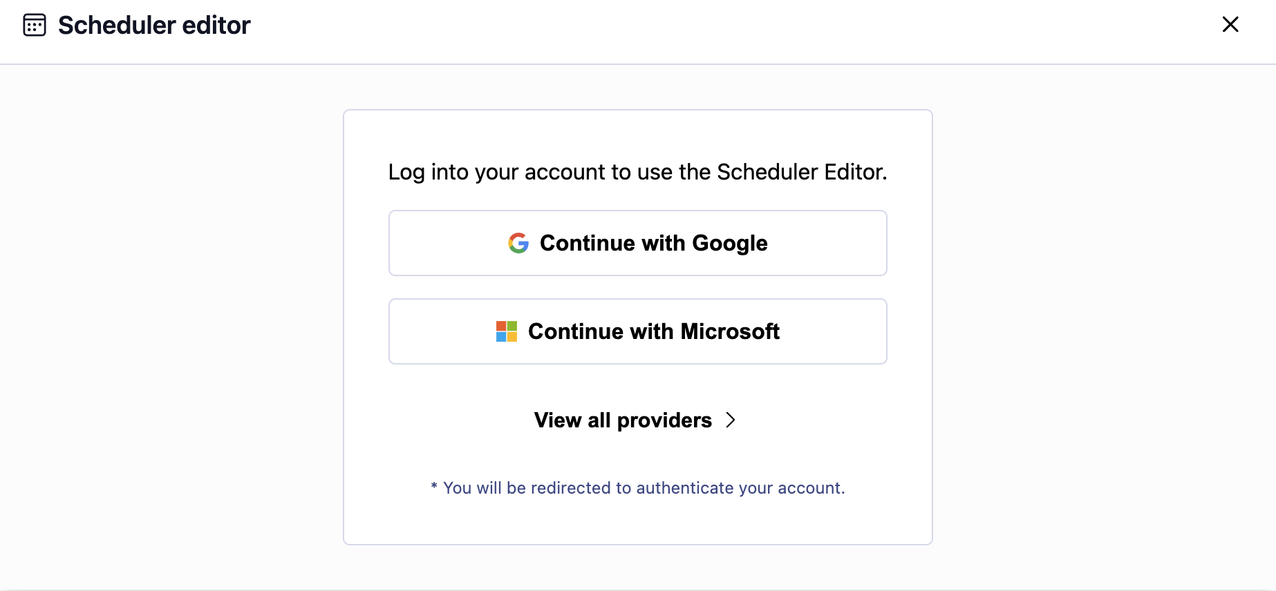 Scheduler Editor Login Page A screenshot of the Scheduler Editor login page